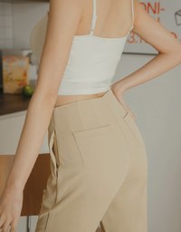 Plain High Waisted Slim Flare Pants