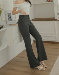 Plain High Waisted Slim Flare Pants
