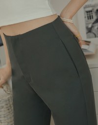 Plain High Waisted Slim Flare Pants
