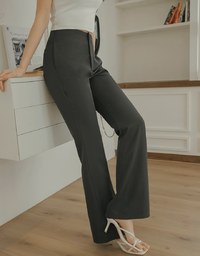 Plain High Waisted Slim Flare Pants