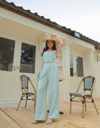Tweed Pleated Wide Pants