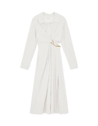 Lapel Side Gold Chain Hollow-out Long Dress