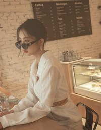 Lapel Side Gold Chain Hollow-out Long Dress