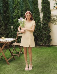 Square Neck Button Up Mini Dress