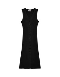 Button Knit Vest Maxi Dress