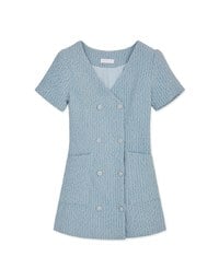 Waffle V Neck Double Mini Dress