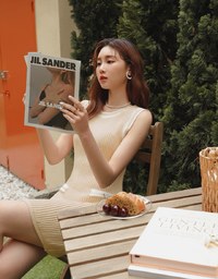 Double Color Edge Knit Mini Dress
