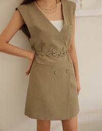Double Suit Vest Mini Dress (With Belt)