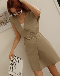 Double Suit Vest Mini Dress (With Belt)