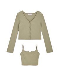 Two Piece V Neck Crop Knit Top