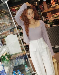 Two Piece V Neck Crop Knit Top
