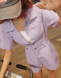 Edgy Smart Button Up Denim Jeans Playsuit