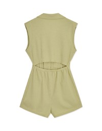 Lapel Buttoned Hollow Back Playsuit