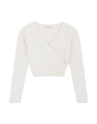 Crossover V Neck Crop Knit Top