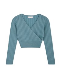 Crossover V Neck Crop Knit Top