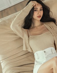 V-Neck Two-Piece Knit Crop Top