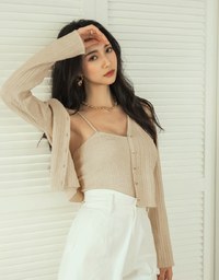 V-Neck Two-Piece Knit Crop Top