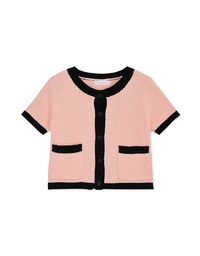 Contrast Color Button Pocket Knit Top