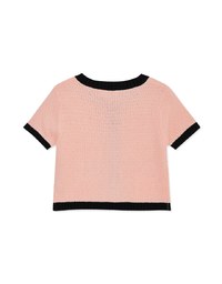 Contrast Color Button Pocket Knit Top