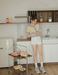 Contrast Color Button Pocket Knit Top