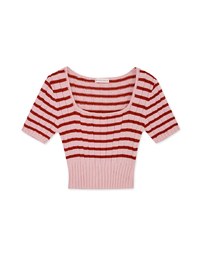 Striped Cinched Waist Knit Top