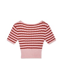 Striped Cinched Waist Knit Top