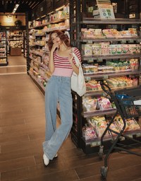 Striped Cinched Waist Knit Top