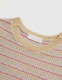 Mélange Checkered Knit Crop Top