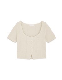 Buttoned Textured Slit Crop Top