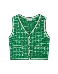 Tweed Bead Button Knit Vest