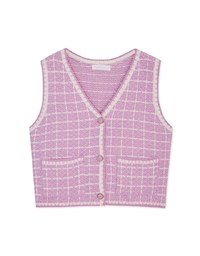 Tweed Bead Button Knit Vest