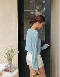 Mixed Color Knit Crop Top