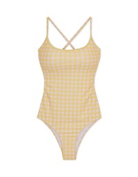 【I am CIRCLE】Collab- Plaid Lace-Up One-Piece Swimsuit