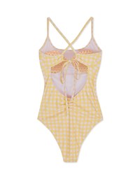 【I am CIRCLE】Collab- Plaid Lace-Up One-Piece Swimsuit