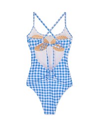 【I am CIRCLE】Collab- Plaid Lace-Up One-Piece Swimsuit