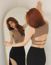 Back Hollow Button Low Back Vest (With Padding)