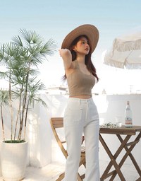 Halter Knit Low Back Vest Bra Top
