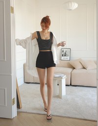 Striped Hollow Low Back Vest (With Padding)