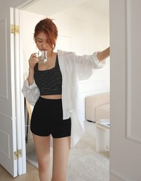 Striped Hollow Low Back Vest (With Padding)