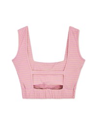 Striped Hollow Low Back Vest (With Padding)