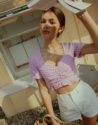 Sweetheart Neck Ruffled Hem Crop Top