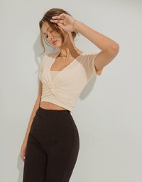 Two-Piece Knot Knit Crop Top