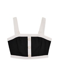 Trimmed Bead Button Crop Tank Top