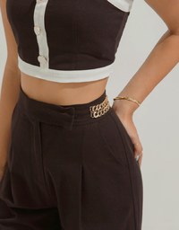 Trimmed Bead Button Crop Tank Top