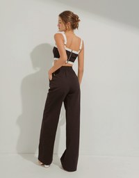 Trimmed Bead Button Crop Tank Top