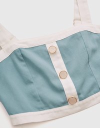 Trimmed Bead Button Crop Tank Top