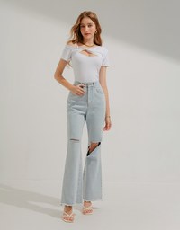 Fake Two-Piece Twisted Design Knit Top