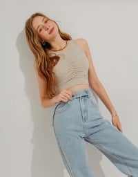 Smocked Cropped Tank Top