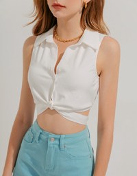 Lapel Knot Blouse Shirt Top
