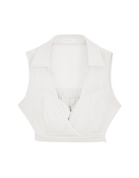 Open Collar Sheer Chiffon Vest (With Padding)